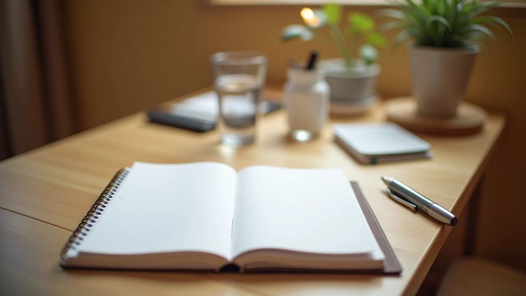 Dobře připravený pracovní stůl se všemi potřebným materiály a notebookem